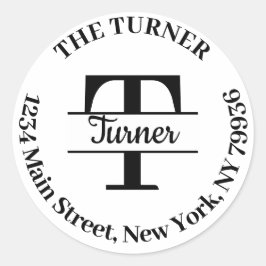 Elegant Monogram Maak Je Eigen Retouradres Ronde Sticker
