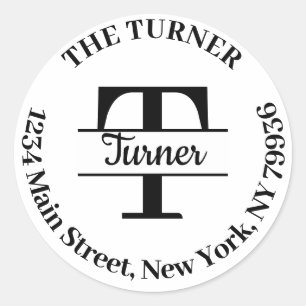 Elegant Monogram Maak Je Eigen Retouradres Ronde Sticker