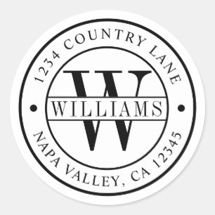 Elegant Monogram   Maak Uw Eigen Retouradres Ronde Sticker