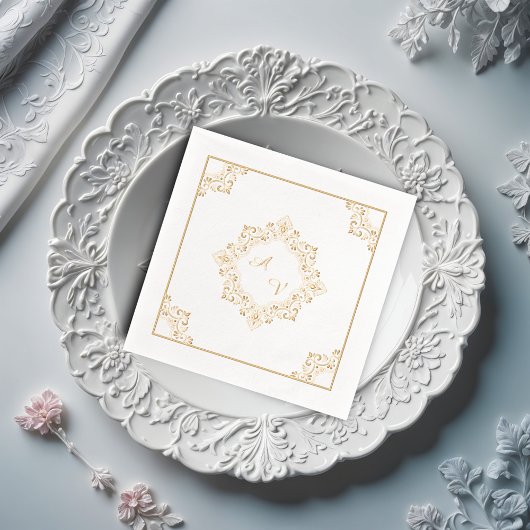Elegant Monogram Mandala Folie Servetten