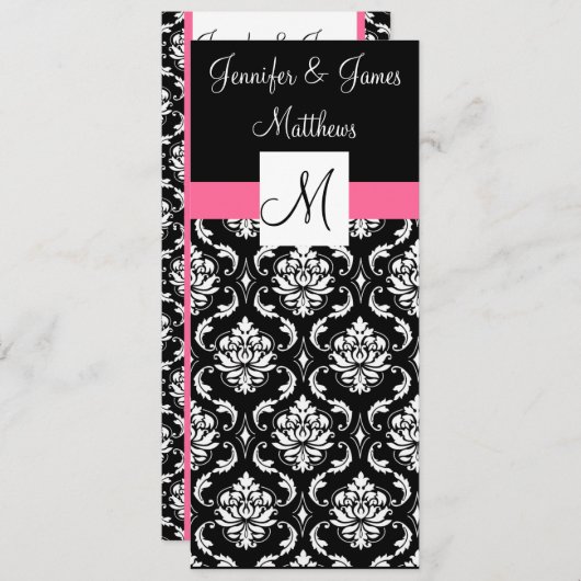 Élégant Monogram Mariage damassé Church Programmes (Devant / Derrière)