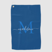 Elegant Monogram Marine Blauw Girly Chic Script Golfhanddoek (Voorkant)