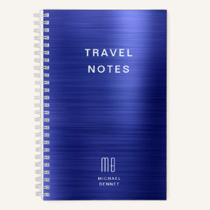 Elegant Monogram Marine Blauw Reizen Notitieboek
