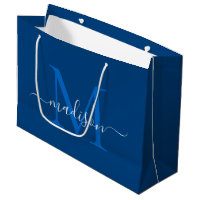 Elegant Monogram Marine Blue Girly Elegant Script