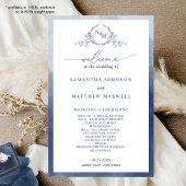 Élégant Monogram Marine Blue Wedding Programme