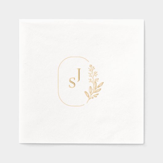 Elegant Monogram met Bloemen Lijst Folie Servetten (Voorkant)