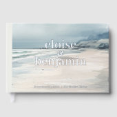 Elegant monogram met geloften kustbruiloft gastenboek (Voorkant)