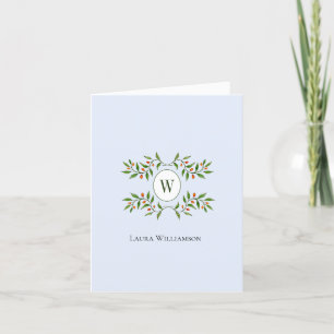 Elegant monogram met groen bedankkaart