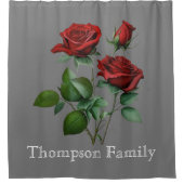 Elegant monogram met mooie rozen l Grijs Douchegordijn (Voorkant)