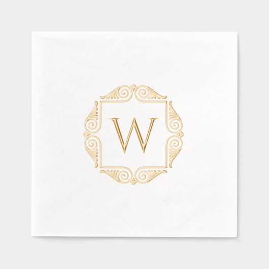 Elegant monogram met stijl Classic Art Deco Lijst Folie Servetten (Voorkant)