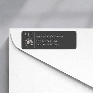 Elegant monogram minimalist grijs RSVP adres Etiket