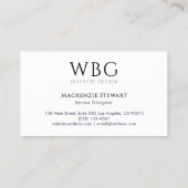Elegant monogram minimalistisch professioneel visitekaartje (Achterkant)