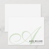 Elegant Monogram Mint Groen Eenvoudig Bedrijf Notitiekaartje (Voorkant / Achterkant)