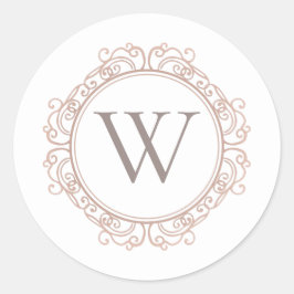 Elegant Monogram Modern Classic Seal Ronde Sticker