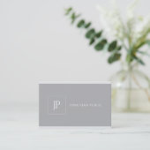 Elegant Monogram Modern Eenvoudig Grijs Sjabloon Visitekaartje (Staand voorkant)