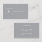Elegant Monogram Modern Eenvoudig Grijs Sjabloon Visitekaartje (Voorkant / Achterkant)