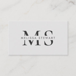 Elegant monogram modern gewoon grijs professioneel visitekaartje