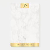 Elegant Monogram Modern Goud en Marmeren Vlak Post-it® Notes (Voorkant)