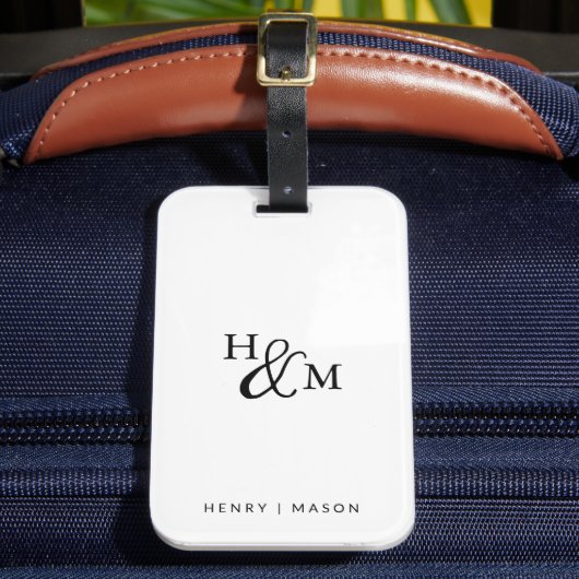 Elegant monogram modern minimalistisch Bagagelabel (Voorkant Insitu 2)