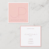 Elegant Monogram Modern Pink White Sjabloon Trendy Vierkante Visitekaartje