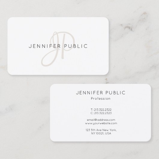 Elegant Monogram Modern Professioneel Gepersonalis Visitekaartje (Voorkant / Achterkant)