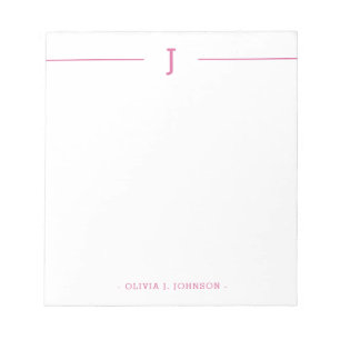 Elegant Monogram Modern Roze Wit Notitieblok
