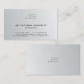 Elegant Monogram Modern Silver Design Luxe Visitekaartje (Voorkant / Achterkant)