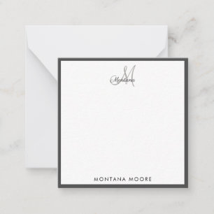 Elegant Monogram Modern Simple Girly Black Notitiekaartje