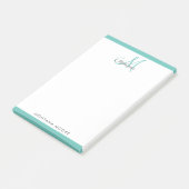 Elegant Monogram Modern Simple Girly Blauwgroen Po Post-it® Notes (Schuin)