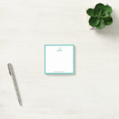Elegant Monogram Modern Simple Girly Blauwgroen Post-it® Notes (Kantoor)