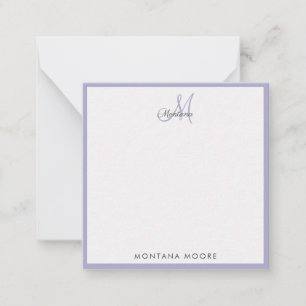 Elegant Monogram Modern Simple Girly Peri Paars Notitiekaartje