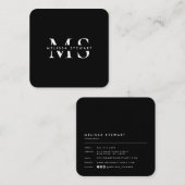 Elegant monogram modern wit zwart afgerond vierkante visitekaartje (Voorkant / Achterkant)