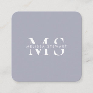 Elegant monogram modern zilver grijs afgerond vierkante visitekaartje