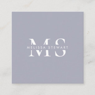 Elegant monogram modern zilver grijs professioneel vierkante visitekaartje