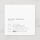 Elegant monogram modern zilver grijs professioneel vierkante visitekaartje (Achterkant)