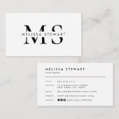 Elegant monogram modern zwart wit professional visitekaartje (Voorkant / Achterkant)