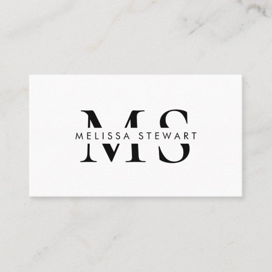 Elegant monogram modern zwart wit professional visitekaartje (Voorkant)