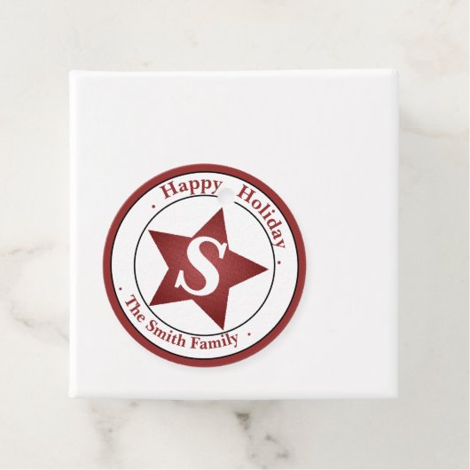 Elegant monogram Moderne aangepaste naam Happy Hol Bedankjes Labels (In situ)