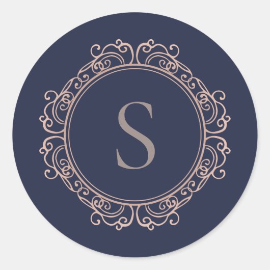 Elegant Monogram Moderne Klassieker Ronde Sticker (Voorkant)