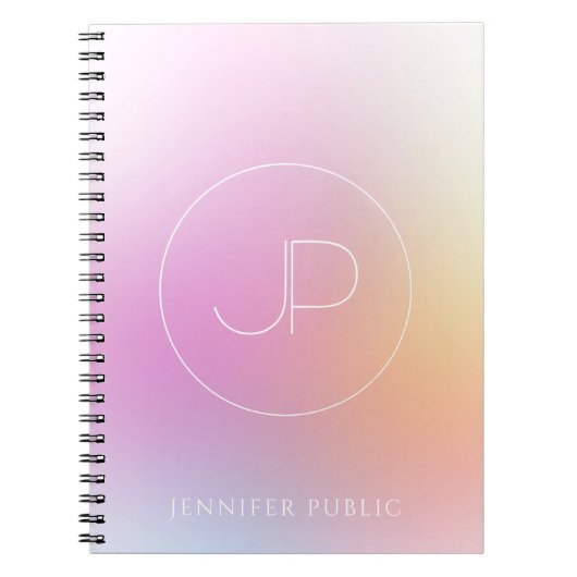Elegant Monogram Moderne Kleurrijke Sjabloon Notitieboek (Voorkant)