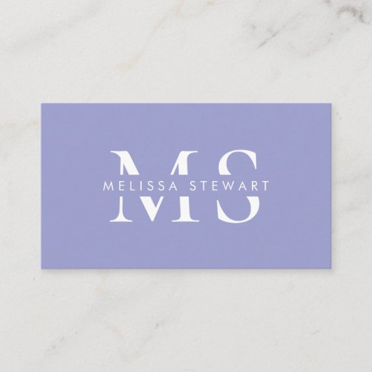 Elegant monogram moderne lavendelprofessional visitekaartje (Voorkant)