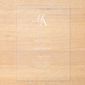 Elegant monogram moderne minimalistische bruiloft acryl uitnodigingen (Voorkant)