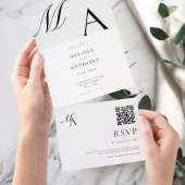 Elegant monogram moderne minimalistische bruiloft all in one uitnodiging