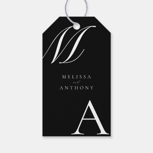Elegant monogram moderne minimalistische bruiloft cadeaulabel (Voorkant)