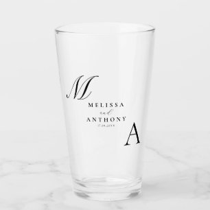 Elegant monogram moderne minimalistische bruiloft glas