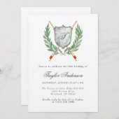 Elegant Monogram Muziek Crest Verjaardagsfeest Kaart (Voorkant / Achterkant)