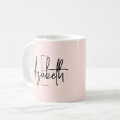 Elegant Monogram Naam Blush Pink Script Koffiemok (Voorkant links)