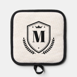 Elegant Monogram Naam Initiaal Letter Laurel Wreat Pannenlap