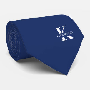 Elegant monogram + naam  Navy Blue  Eenzijdig Stropdas