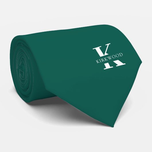 Elegant monogram + naam | Pine Green | eenzijdig Stropdas (Opgerold)